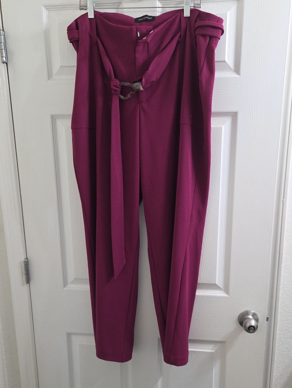 Ashley Stewart Berry Paperbag Trousers with Tie Belt